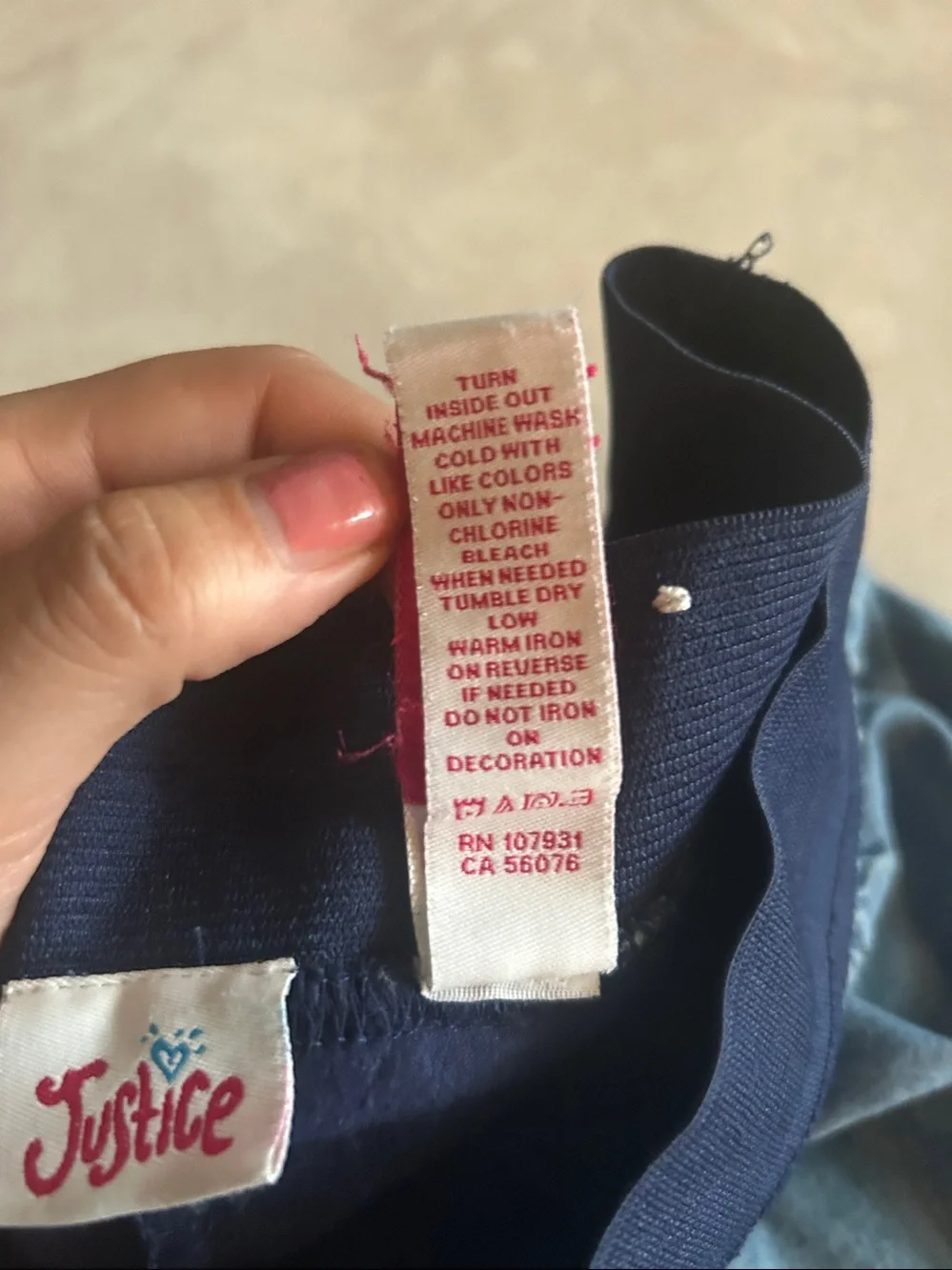 Justice Blue Denim Skirt with Navy Waistband